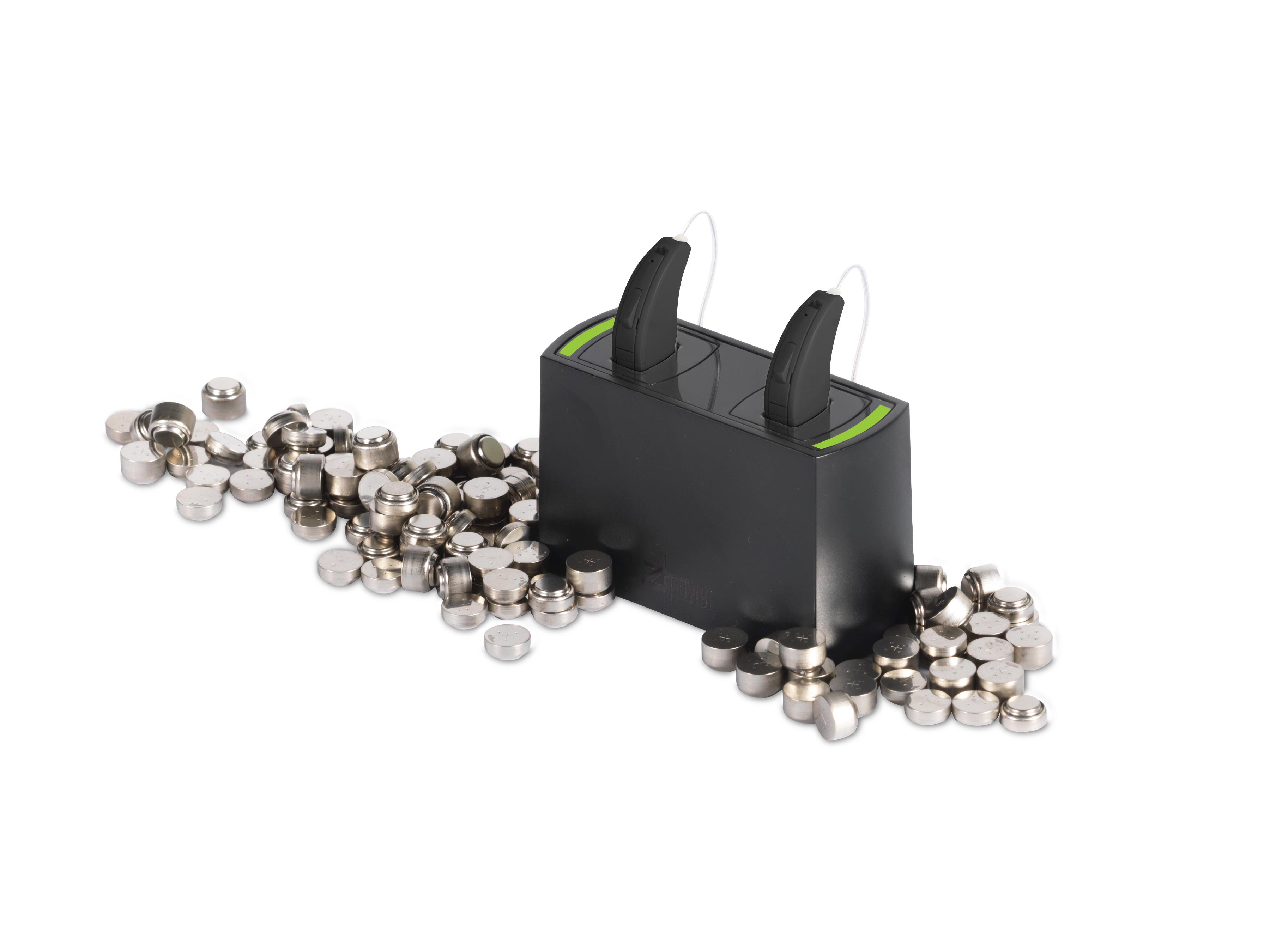 ReSound hearing aids with rechargeable batteries.